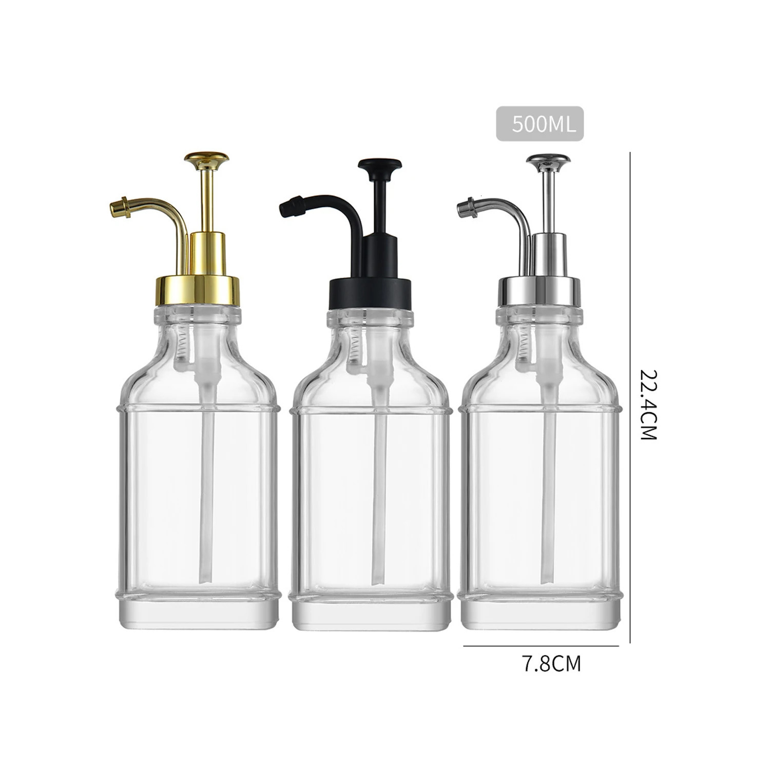 2pcs Soap Pump Dispenser Glass Bottle Bathroom Gel Liquid and Shampoo Dispenser Square Glass Bottles with Pumps Soap Container 240807