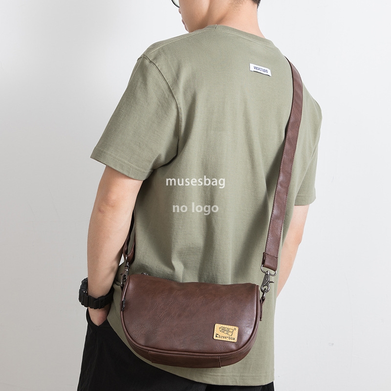Japanese fashion shoulder bag PU leather casual mobile phone bag Men's fashion Korean small body bag retro classic crossbody bag
