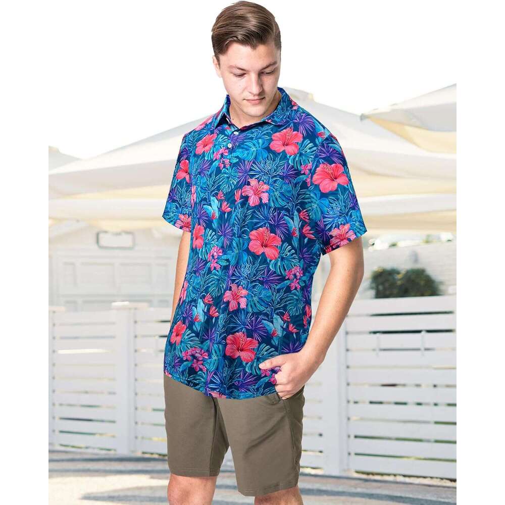 Fashion Mens Polo shirt Golf for Men Fit Performance Short Print Quick-Dry Moisture Wicking Collared Polos shirts tshirt Casual tops summer clothes