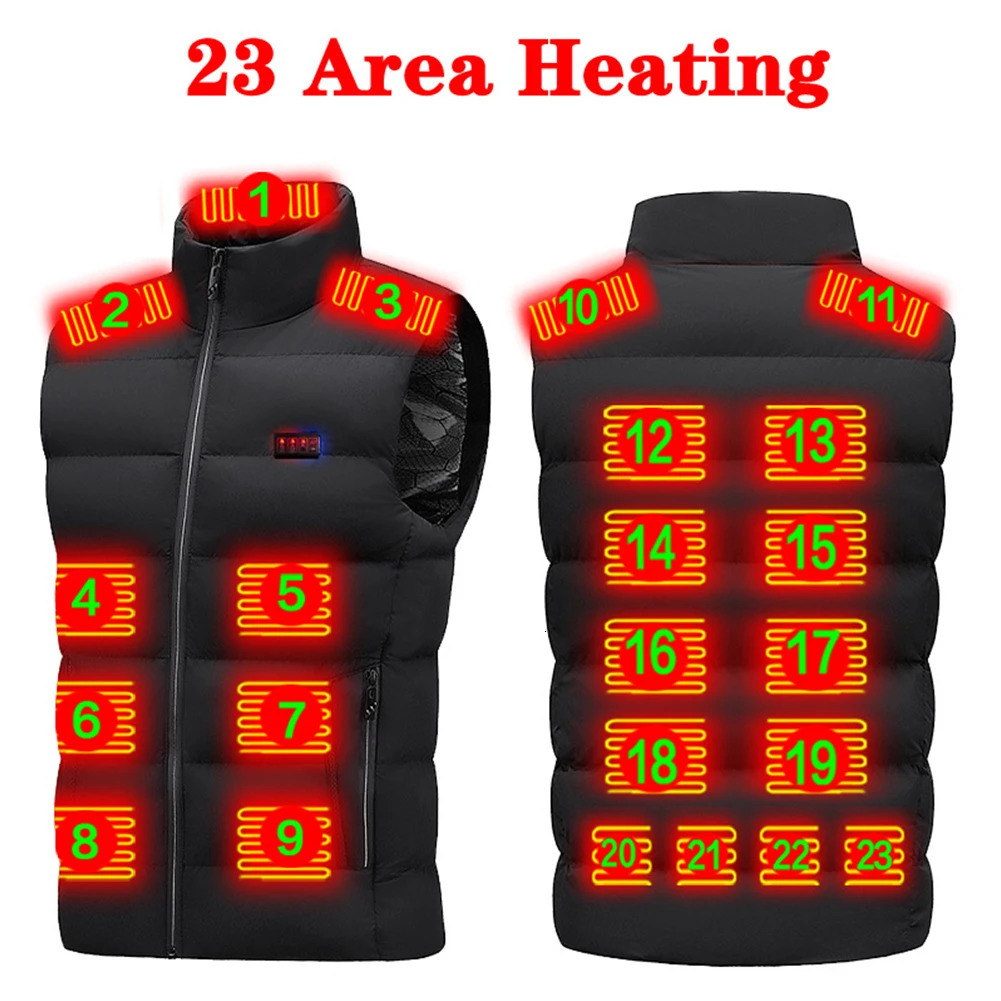 Unisex Warm Heated Vest Lightweight Electric Heating Gilet 23 Heating Zone USB Charging for Outdoor Camping Hiking 240808