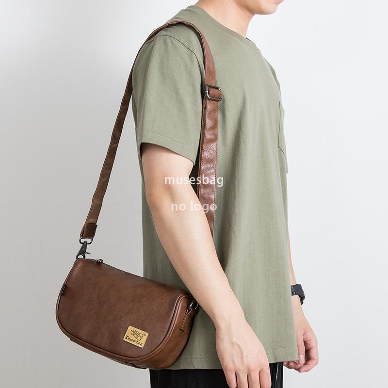 Japanese fashion shoulder bag PU leather casual mobile phone bag Men's fashion Korean small body bag retro classic crossbody bag