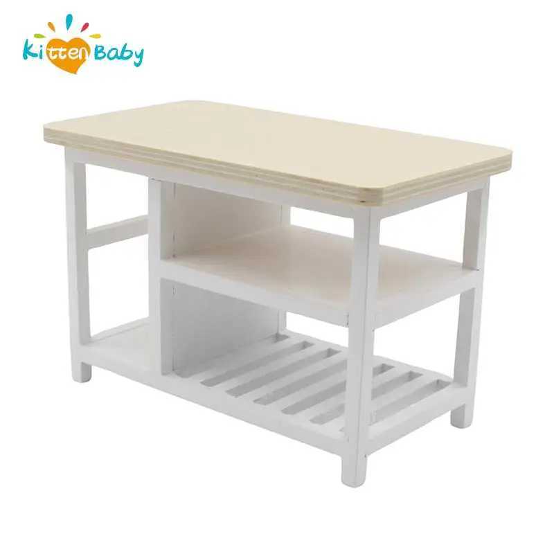 1/12 Doll House Furniture Miniature Wooden Console Table Cabinet Kitchen Room Sideboard Bathroom Living Room Shelf For Dollhouse Y240807