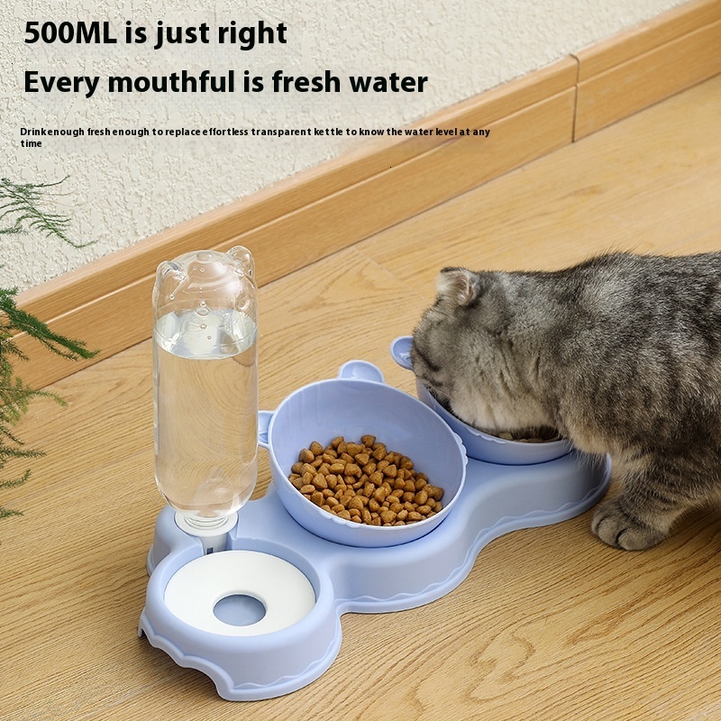 Pet cat dog plastic opaque rice moisture-proof mouth, anti knock automatic drinking bowl, pet supplies