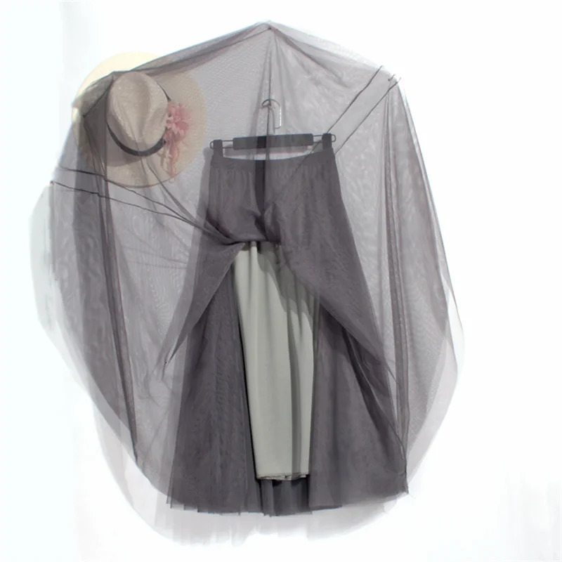 Plus Size High Waist Tulle Skirts Womens Long Pleated Skirt Black Pink Elegant Maxi Skirt Female Spring Summer Korean Mesh Skirt 240808