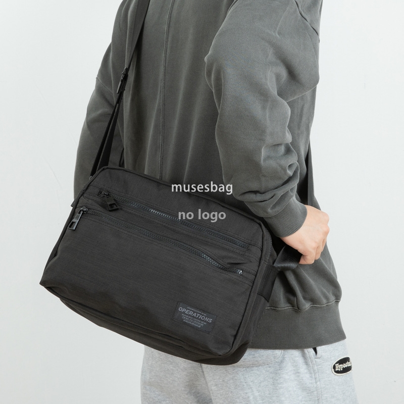 Korean casual large capacity canvas shoulder bag men's horizontal messenger bag Fashion trend multi-layer female crossbody bag