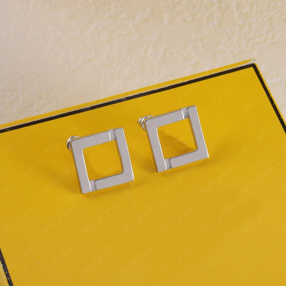Noble gold luxury silver titanium square minimalist earrings for women wedding bride gift designer jewelry H260129