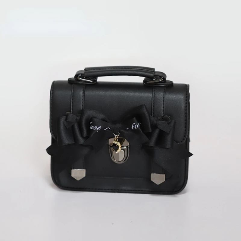 MBTI Cute Jk Satchels Shoulder Bag for Women Black Square Small Pu Leather Purses and Handbags Japanese Style Lolita Ladies Bag 240808