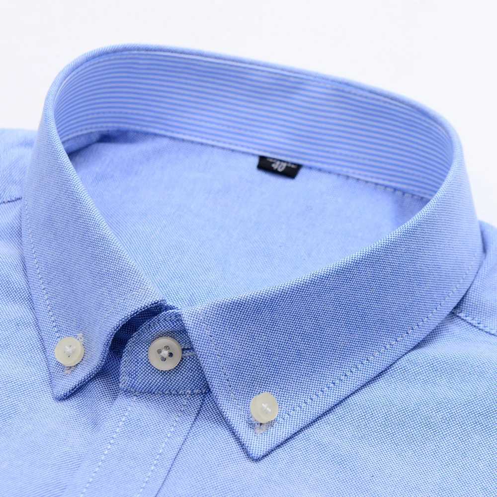 Mens 100% Cotton Plaid Checkered Long Sleeve Oxford Shirt Front Patch Chest Pocket Button-down Striped Versatile Casual ShirtsM240807