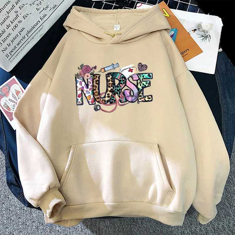 Women's Hoodies Sweatshirts New Fashion Neutral Nurse Printed Hoodie Mens Casual Long Sleeve Hoodie Pulleys Tns Outdoor Sweatshirt Y240808ZOLW