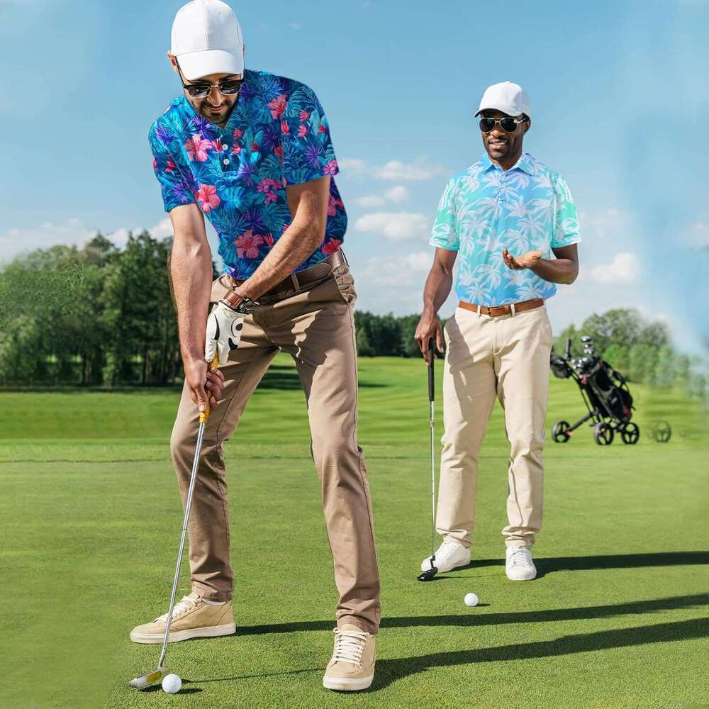 Fashion Mens Polo shirt Golf for Men Fit Performance Short Print Quick-Dry Moisture Wicking Collared Polos shirts tshirt Casual tops summer clothes