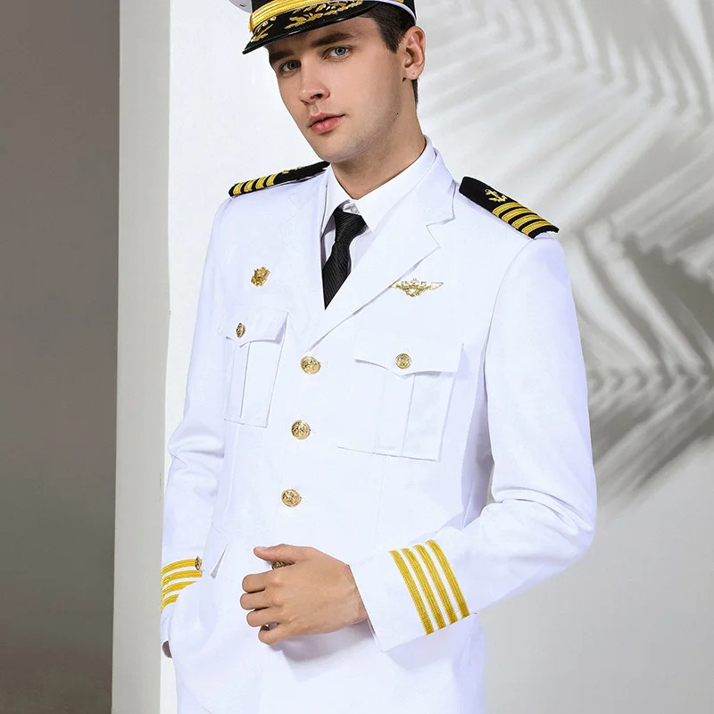 Captain Seaman Professional Uniform Security Guard Business Clothing Costume Suit Pilot Ship Sailor Performance Dress Jacket 240807