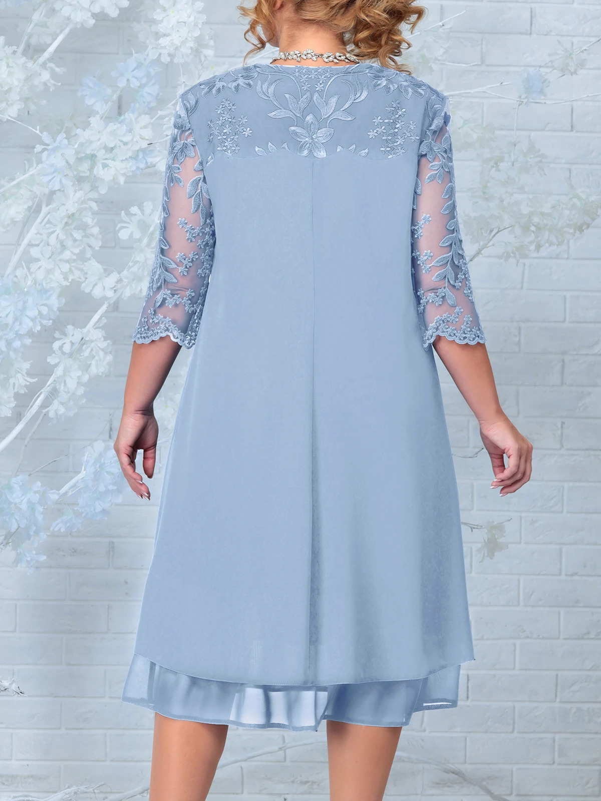 Plus Size Dress Fashion Women Summer Embroidery Floral Patchwork Elegant Party Dress Curvy Size Women Clothing 240808