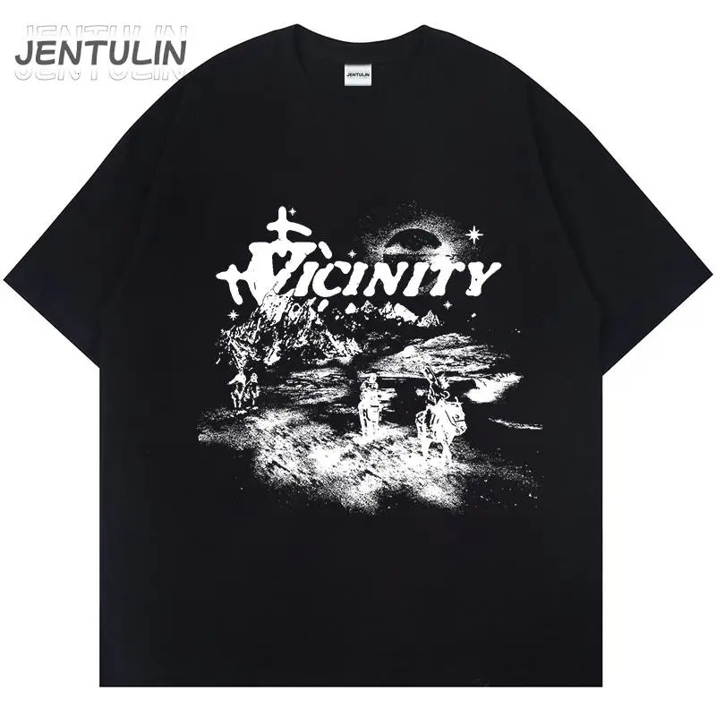 Punk Hidden Hills Graphic Tshirt Harajuku oversized mens cotton aesthetic fashion Korean style top Y2K street clothing hiphop 240822