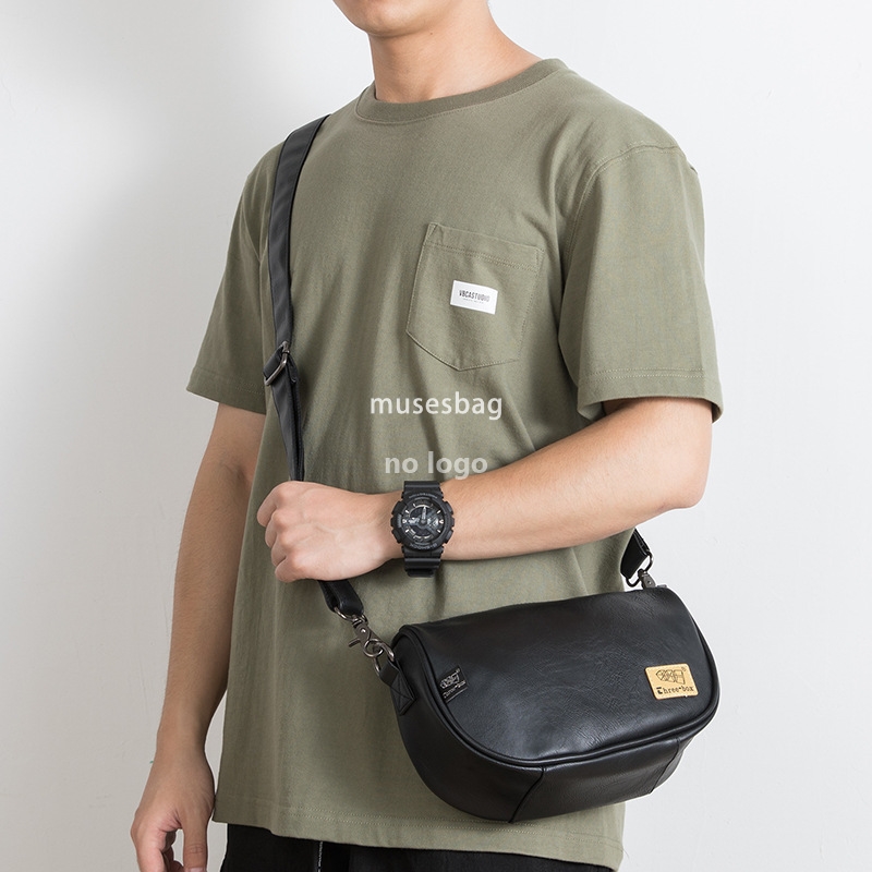 Japanese fashion shoulder bag PU leather casual mobile phone bag Men's fashion Korean small body bag retro classic crossbody bag