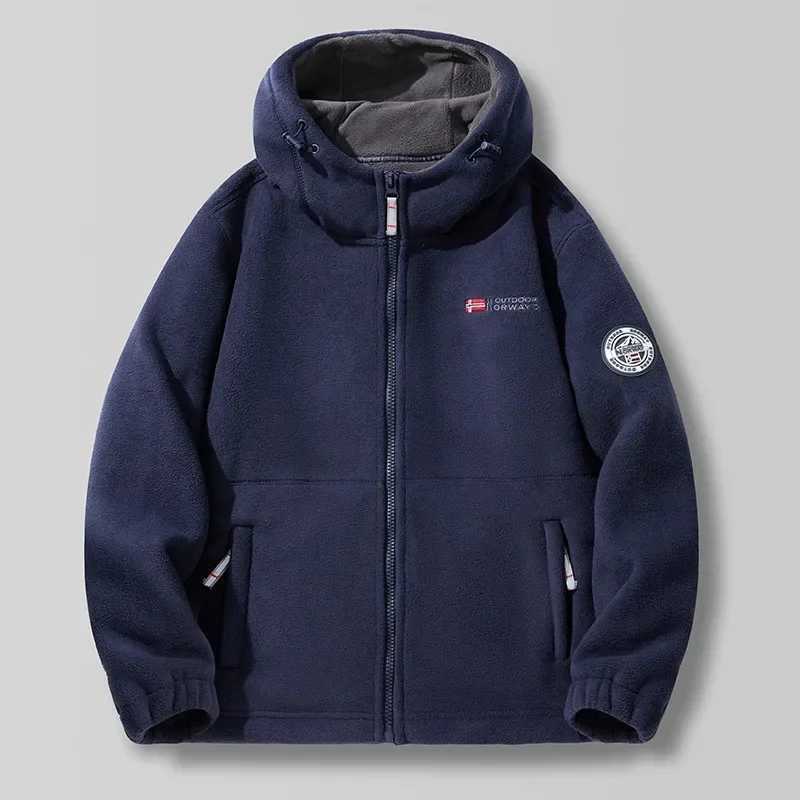 Men's Down Parkas Winter thick mens wool jacket hooded casual outdoor polar cold protective jacket warm Norwegian polar jacket plus jacket Q24080