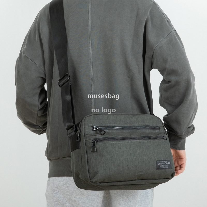 Korean casual large capacity canvas shoulder bag men's horizontal messenger bag Fashion trend multi-layer female crossbody bag