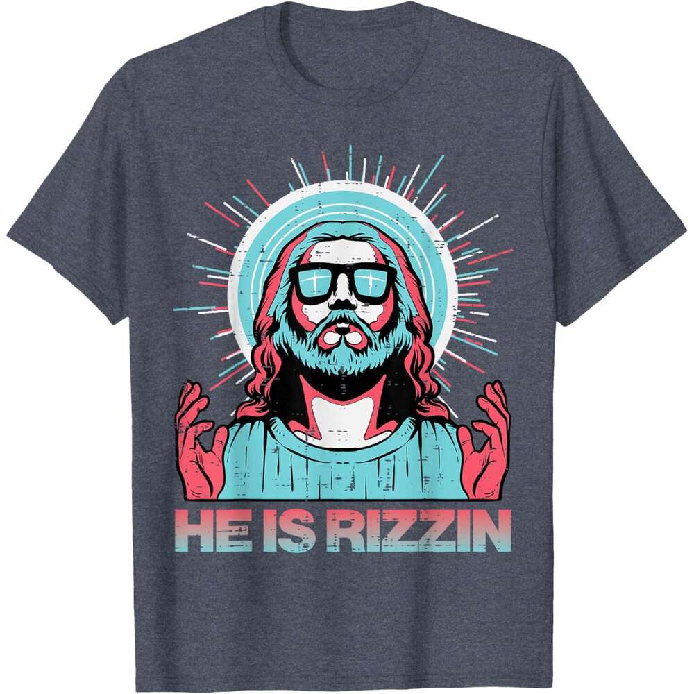 T shirt for Mens Womens He Is Rizzin Risen Jesus Easter Funny Saying T-Shirt Shirts Tshirt Graphic Tee Casual Tops Clothes Short sleeve