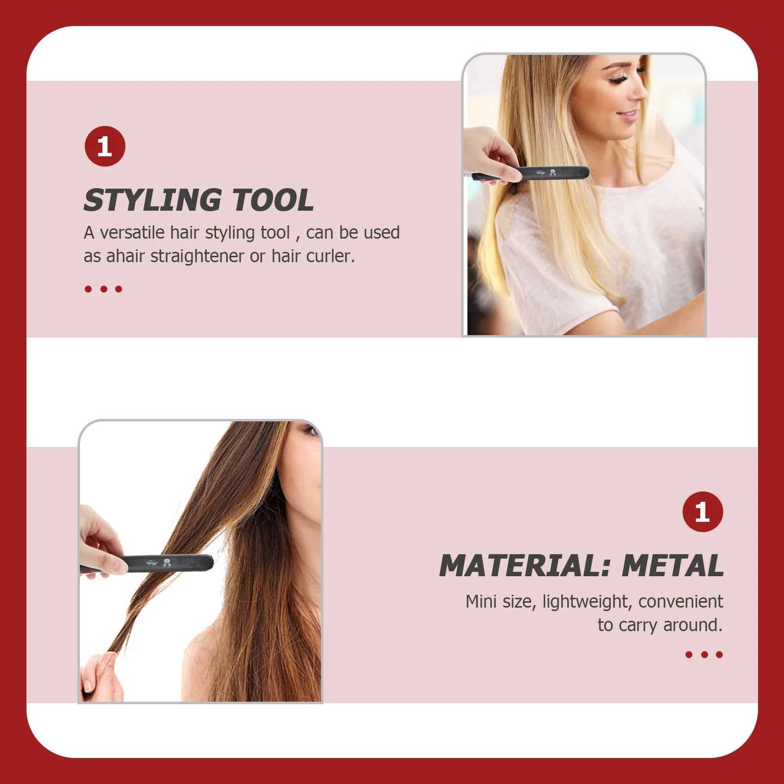 Portable electronic hair straightener travel hair straightener mini hair straightener with Chinese flat plug (black) W240807