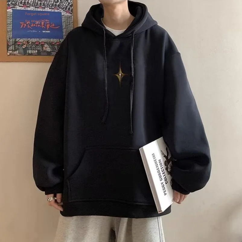 Mens Autumn Retro American Hooded Sweatshirt Trendy Street Hardcore Top Cross border Direct 240807