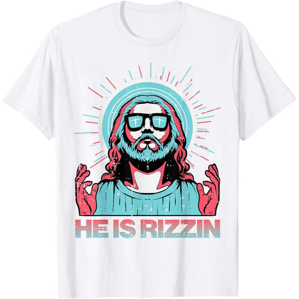 T shirt for Mens Womens He Is Rizzin Risen Jesus Easter Funny Saying T-Shirt Shirts Tshirt Graphic Tee Casual Tops Clothes Short sleeve