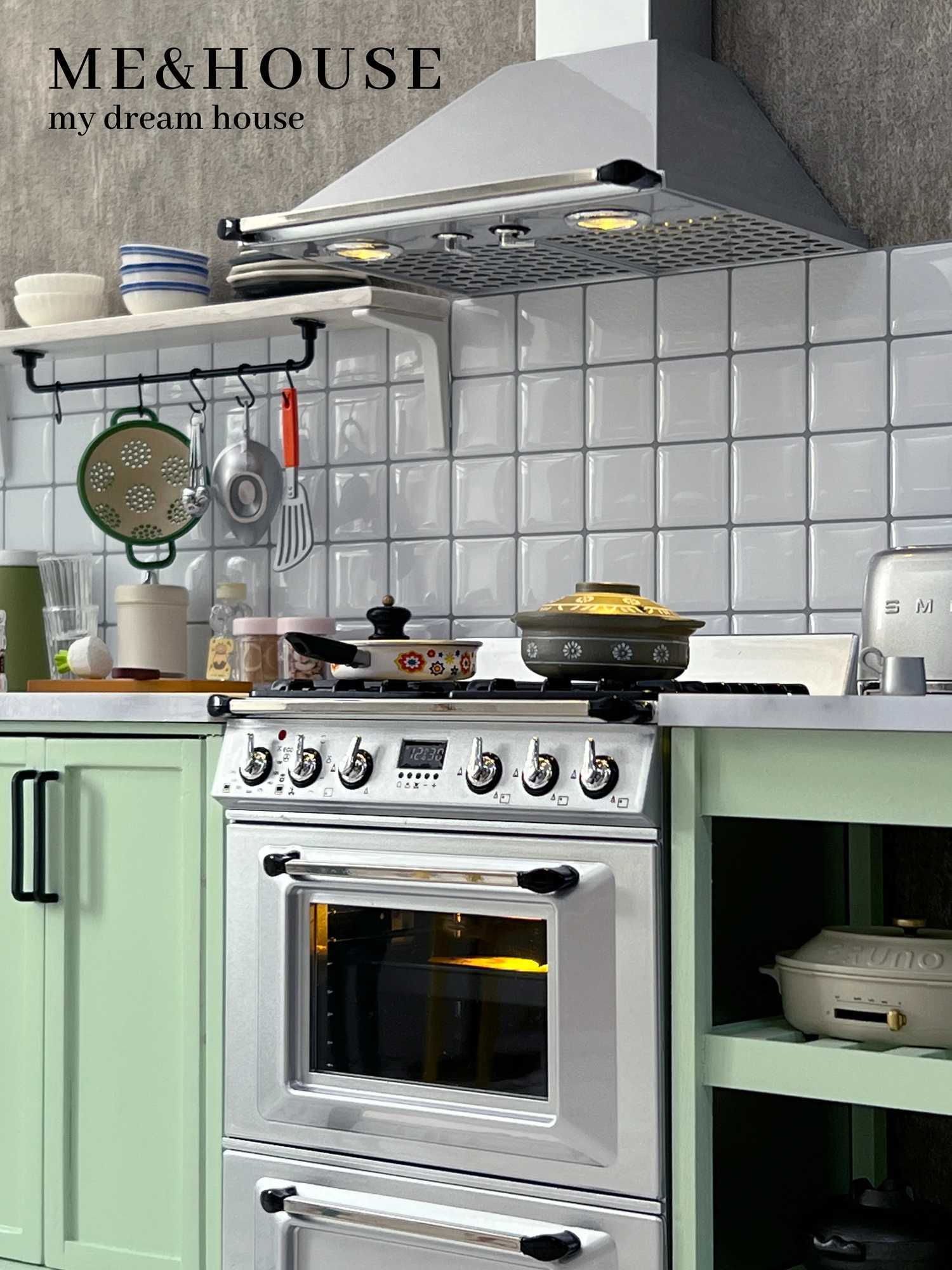 1/6 Doll House Model Furniture Accessories Mini Model Stove and Range Hood Y240807