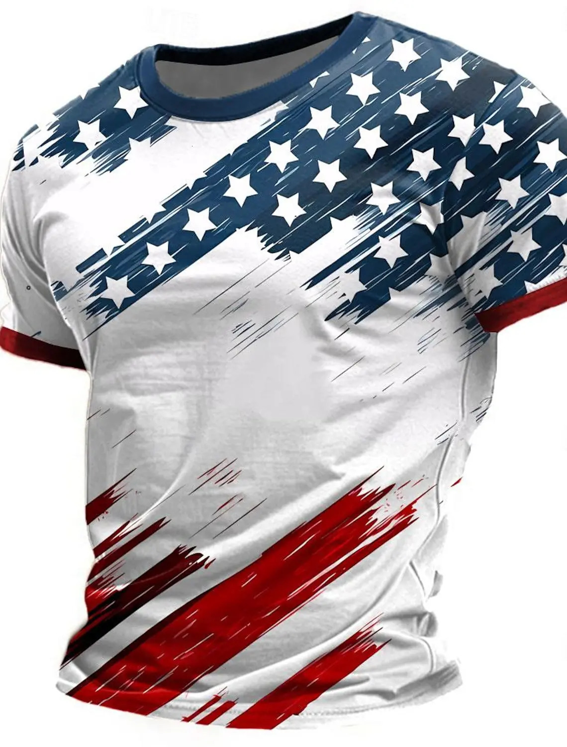 American Flag Street style mens 3D printed T-shirt Tee Street American Independence Day T-shirt Crew collar short sleeved summer240807