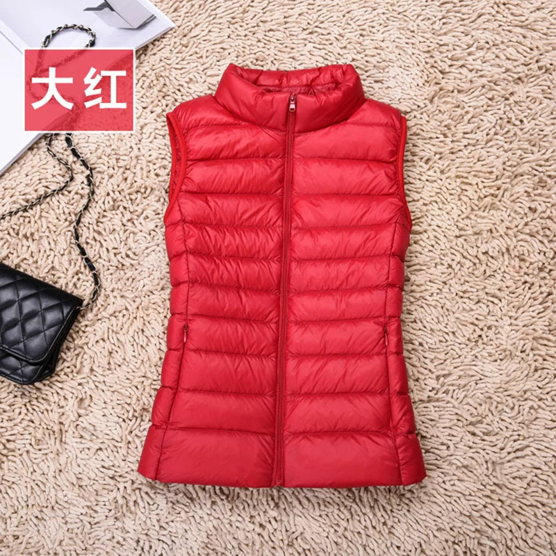 Ultralight Down Vest Women Sleeveless Women Duck Down Waistcoat Puffy Padded Warm Vest Jacket Windproof Warm Portable 240808