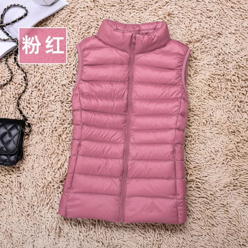Ultralight Down Vest Women Sleeveless Women Duck Down Waistcoat Puffy Padded Warm Vest Jacket Windproof Warm Portable 240808