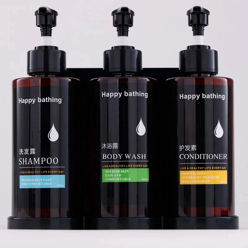 el Shampoo and Shower Gel Separate Bottles Wall Mounted No Punching Hand Sanitizer Boxes Wall Mounted Manual Soap Dispensers 240807
