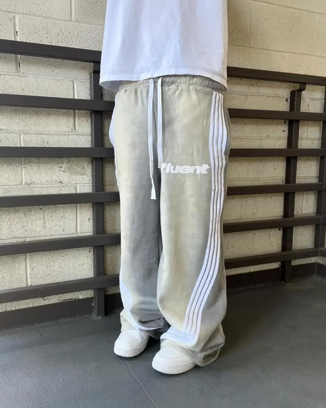 High quality long leg nine pair pants with fashionable stripes knitted casual lace dragged mens summer Y2K 240824