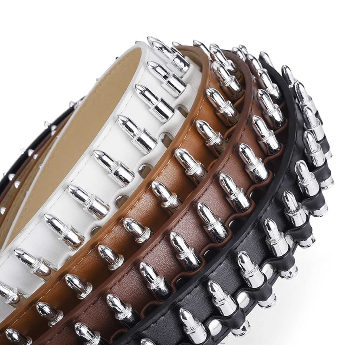 Mens Bullet Wide Belt Punk Style Personalized Womens Belt Neutral W240807