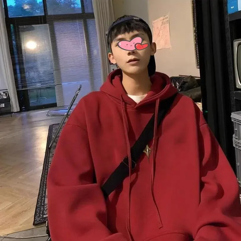 Mens Autumn Retro American Hooded Sweatshirt Trendy Street Hardcore Top Cross border Direct 240807