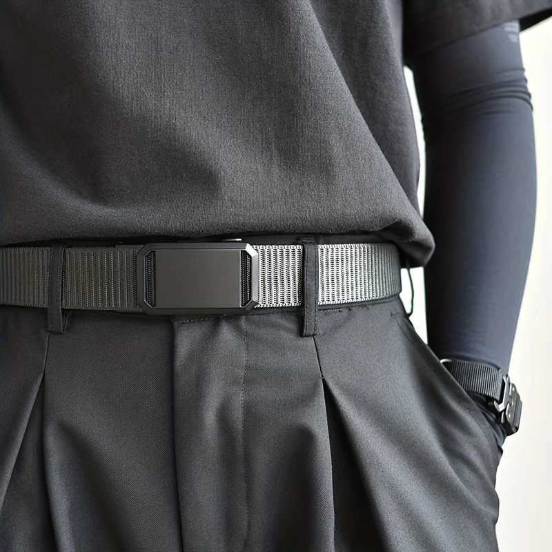 Metal automatic buckle nylon mens tactical belt mens military waist canvas belt high-quality waist belt W240807
