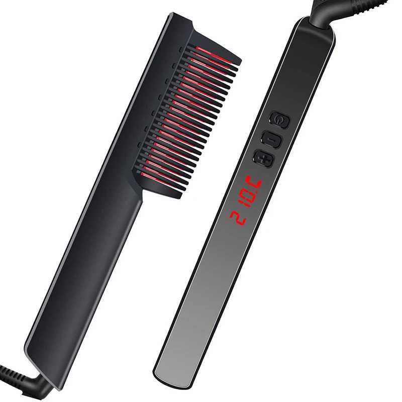 Hot selling multifunctional straight hair brush mens beard straightener portable female hairstyle styling tool W240807