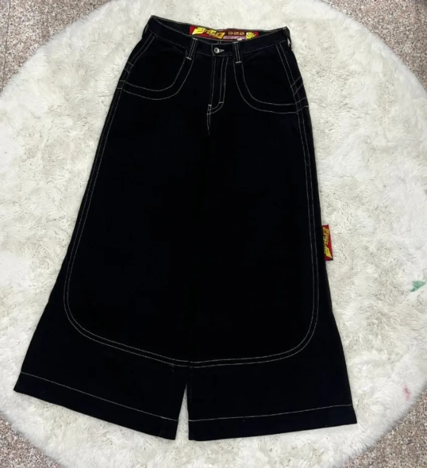 Y2K JNCO Jeans Men American Retro Harajuku HipHop Loose WideLeg Pants Stitching Big Pocket Tooling Street Clothes 240809