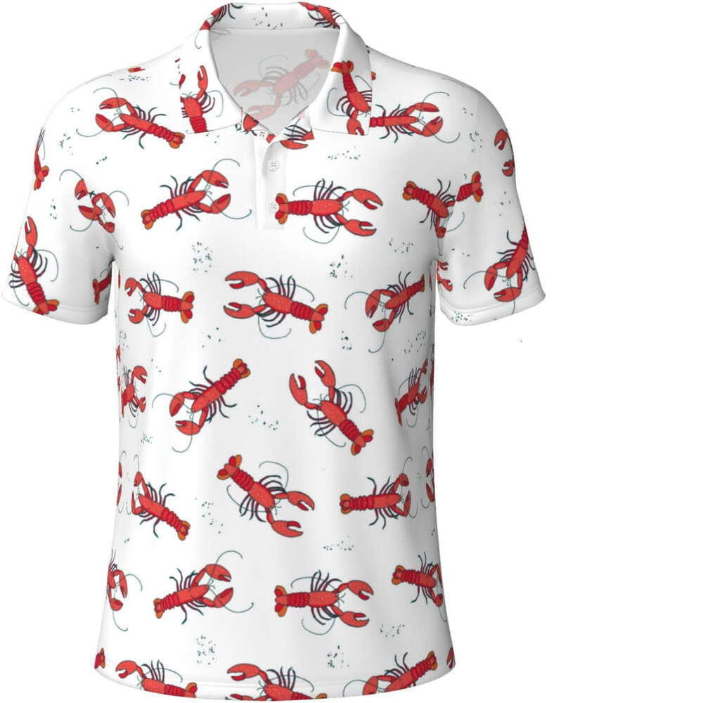 Fashion Mens Polo shirt Lobster Shrimp Cool Print Men-Funny Golf for Mens Polo T Shirts Short Sleeve Polos Polos shirts tshirt Casual tops summer clot