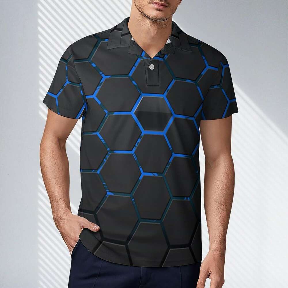 Fashion Mens Polo shirt comfortable Quick-Dry Moisture Wicking 3D Print Short Golf Shirts Polos shirts tshirt Casual tops summer clothes
