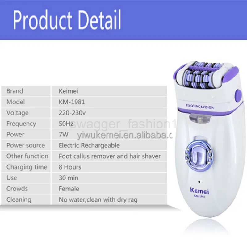 Kemei 1981 3in1 Electric Women Epilator Female Shaver Leg Body Hair Removal Lip Chin Depilatory Lady Bikini Trimmer Facial HairXJ240808