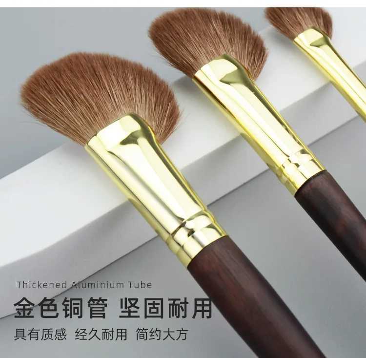1pc Goat hair Powder Makeup brush Half Fan Make up brushes Blush Contour Bronzer Highlight Blending MultiFunction cosmetic tools Y240807 - view 7