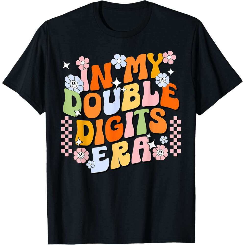T shirt for Mens Womens In My Double Digits Era Retro 10 Year Old 10th Birthday Girl T-Shirt Shirts Tshirt Graphic Tee Casual Tops Clothes Short sleev