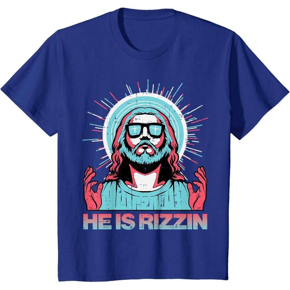 T shirt for Mens Womens He Is Rizzin Risen Jesus Easter Funny Saying T-Shirt Shirts Tshirt Graphic Tee Casual Tops Clothes Short sleeve