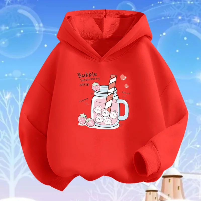 Kawaii Peach Juice Summer Drink Print Hoodies Girls Hooded Sweatshirt Soft Top Student Thin Basic Coat 240807