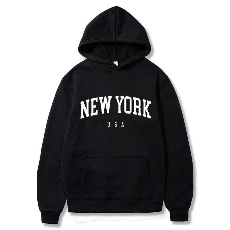 Women Hoodie New York U.S.A Graphic Hoodies Fashion Letter Printed Womens Sweatshirts Loose Casual Harajuku Hooded Pullover TopLX241104