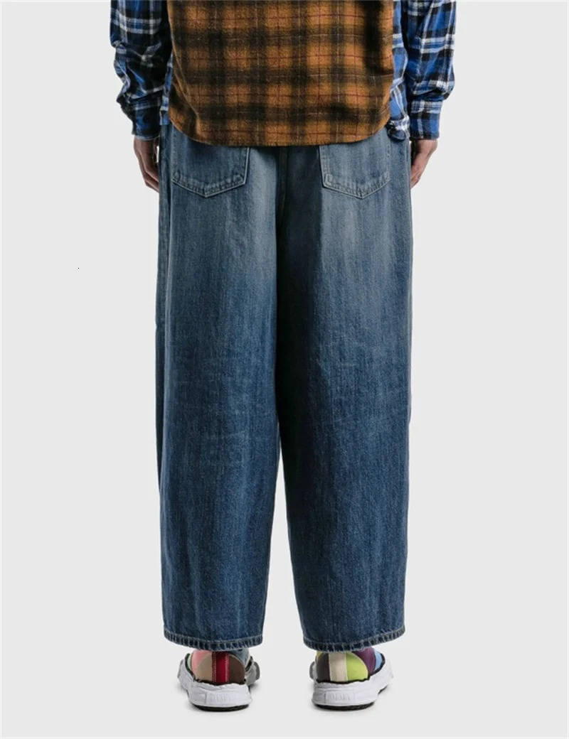 Blue Wide Leg NEE DLES Jeans High Quality Loose Mens Retro Street Sports Pants 240807