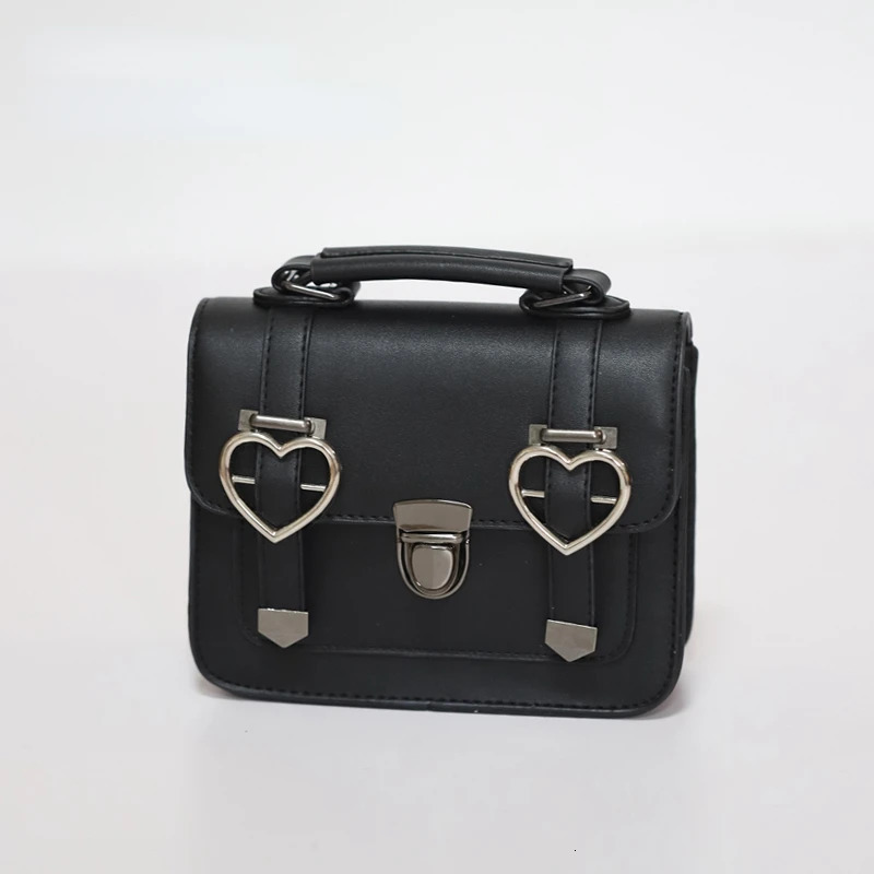 MBTI Cute Jk Satchels Shoulder Bag for Women Black Square Small Pu Leather Purses and Handbags Japanese Style Lolita Ladies Bag 240808