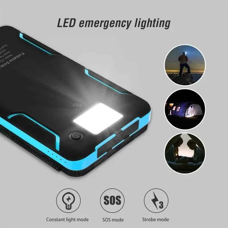 50000mAh Waterproof Solar Power Bank Outdoor Camping Portable Folding Solar Panels 5V 2A USB Output Device Sun Power For iPhoneCL240808
