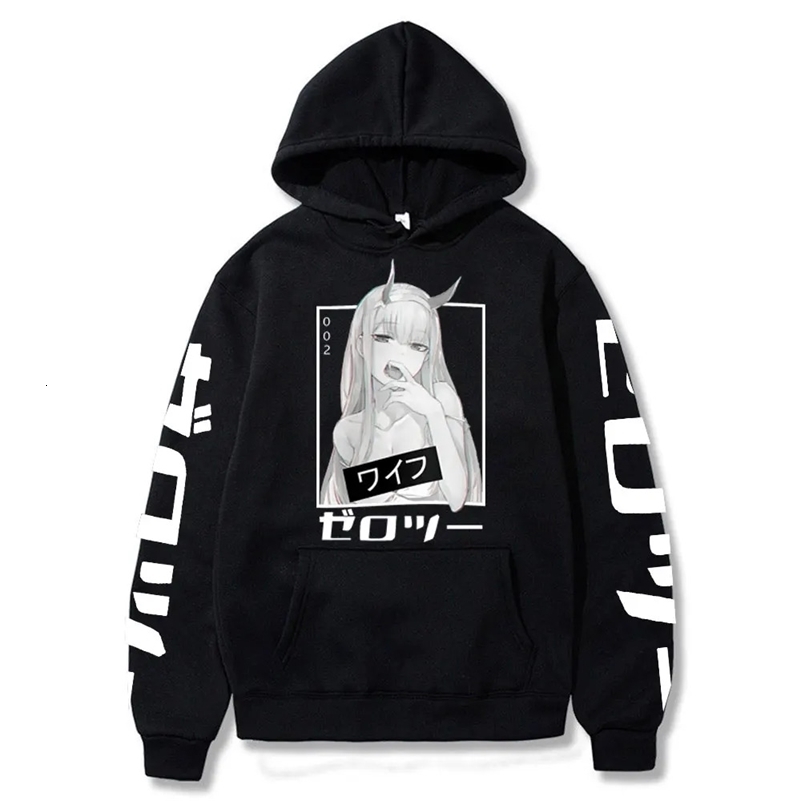 Anime Darling In The Franxx Zero Two Hoodies Men Casual Harajuku Streetwear Pullover Autumn Y2K Oversized Hooded Sweatshirt Tops 240807