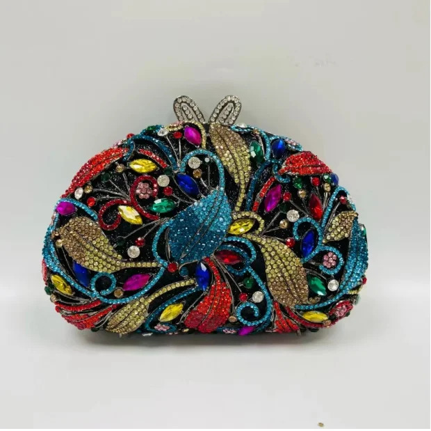 Womens Sier Wedding Bridal Handbag Hollow Crystal Party Clutch Wallet Birthday Dinner Flower Dia Gift Night Bag 240807
