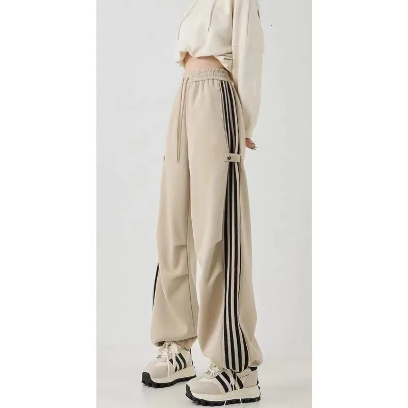 QWEEK Y2k Striped Swestpants Woman Sports Baggy Korean Fashion Pants Streetwear Cargo Harajuku Spring Trousers Vintage Aesthetic 240821