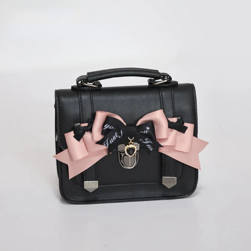 MBTI Cute Jk Satchels Shoulder Bag for Women Black Square Small Pu Leather Purses and Handbags Japanese Style Lolita Ladies Bag 240808